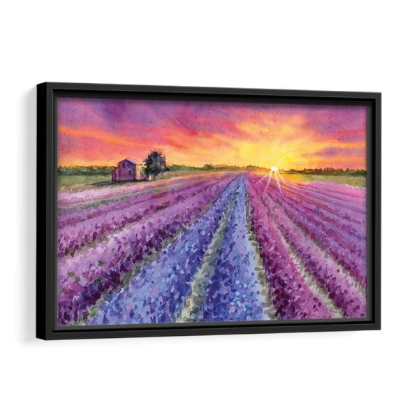 lavender field painting framed canvas black frame