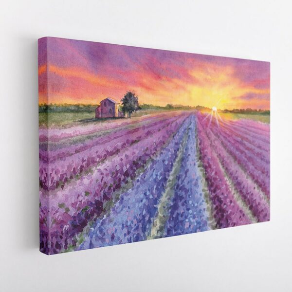 lavender field painting stretched canvas