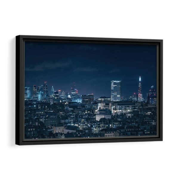 london skyline at night framed canvas black frame