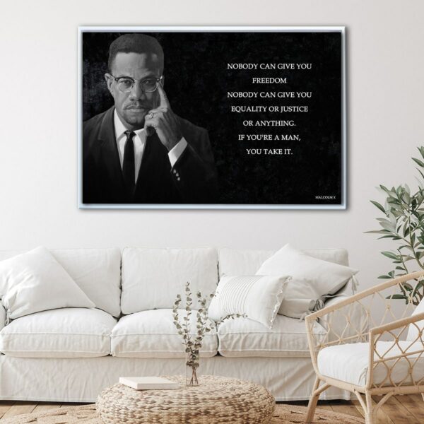 tableau citation de malcolm x avec cadre flottant