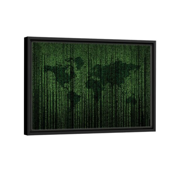 matrix world map framed canvas black frame