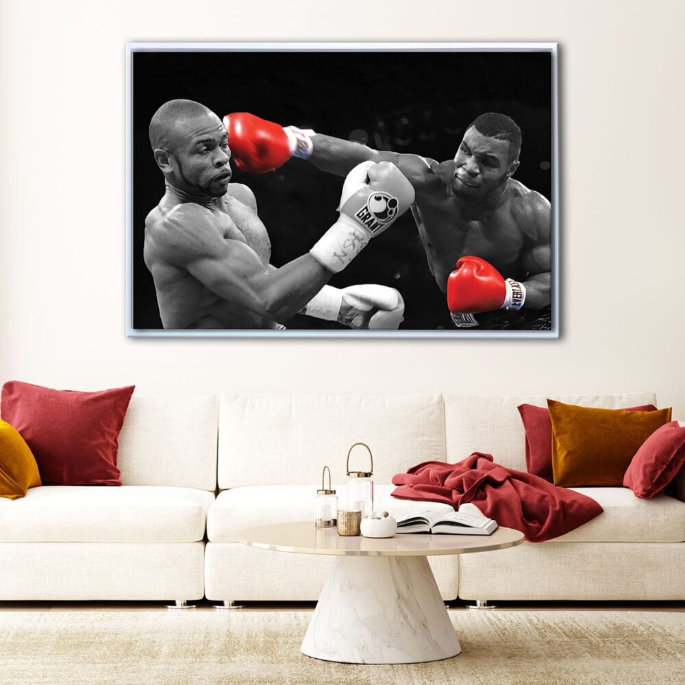 tableau boxe de mike tyson avec cadre flottant