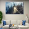 misty forest sunrise floating frame canvas