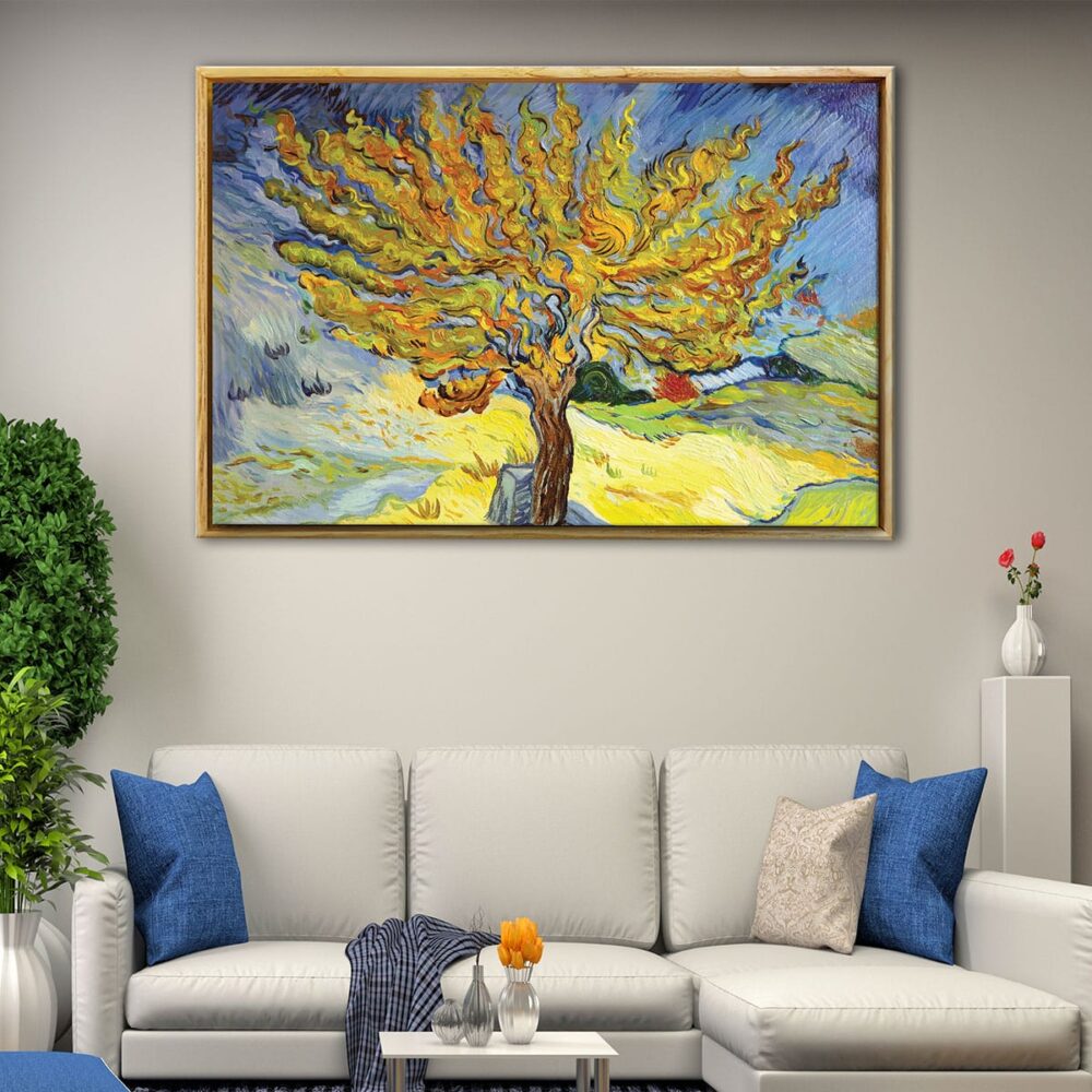 mulberry tree revisited van gogh floating frame canvas