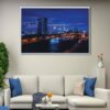 new york bridge at night floating frame canvas