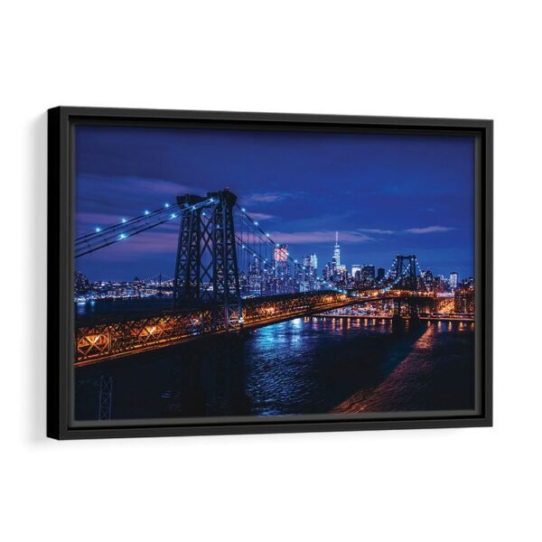 new york bridge at night framed canvas black frame