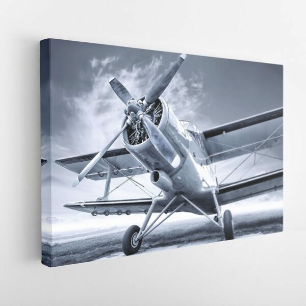 old biplane stretched canvas