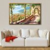 old city beach view floating frame canvas