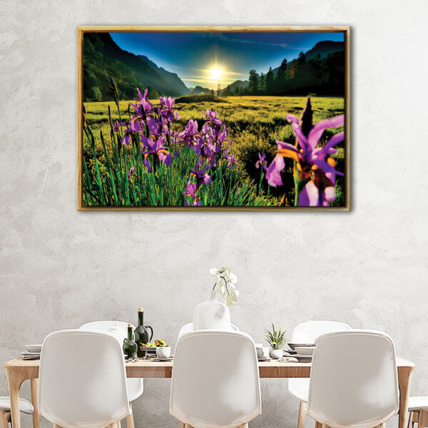 orchids field sunrise floating frame canvas