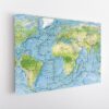 physical world map stretched canvas