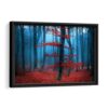 red blue forest framed canvas black frame