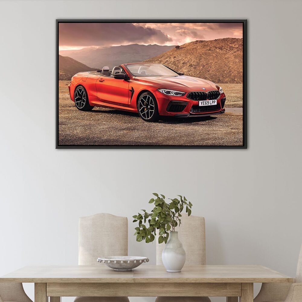 red bmw m8 floating frame canvas