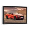 red bmw m8 framed canvas black frame