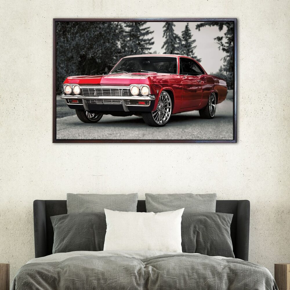  tableau chevy impala rouge avec cadre flottant