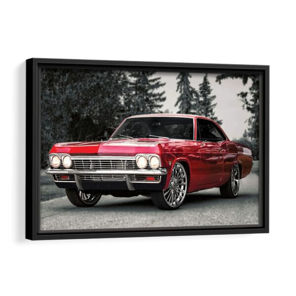 red chevy impala framed canvas black frame