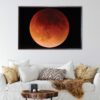 tableau lune rouge avec cadre flottant