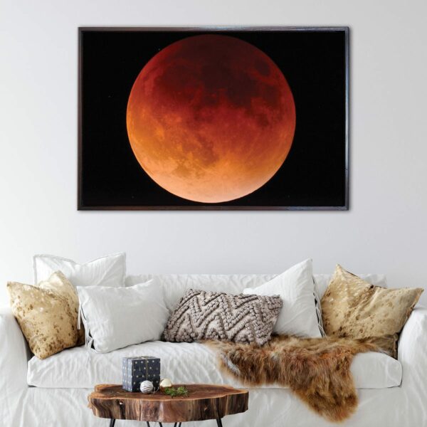 tableau lune rouge avec cadre flottant