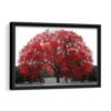 tableau arbre rouge romantique avec cadre noir