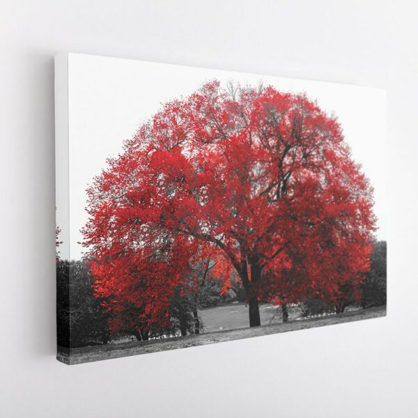 tableau sur toile imprimée arbre rouge romantique