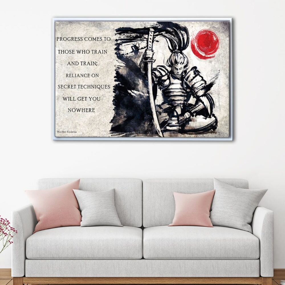 samurai fighter motivation floating frame canvas