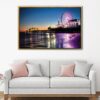 santa monica night skyline floating frame canvas