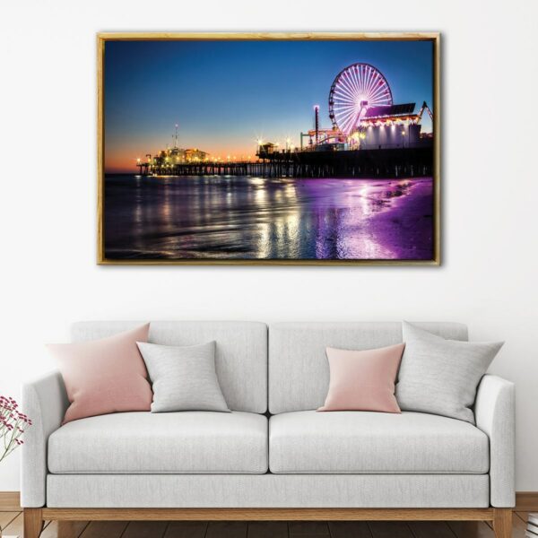 tableau skyline de santa monica avec cadre flottant