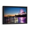 santa monica night skyline framed canvas black frame