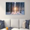 snow forest sunshine floating frame canvas