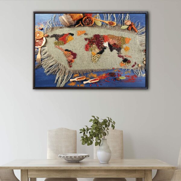 spices world map floating frame canvas