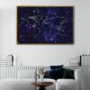 stars world map floating frame canvas