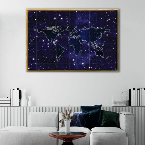 stars world map floating frame canvas