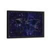 stars world map framed canvas black frame