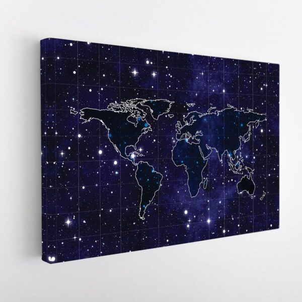 stars world map stretched canvas