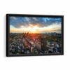 tokyo skyline at sunrise framed canvas black frame