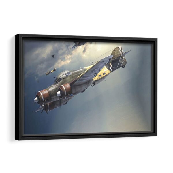 vintage airplane framed canvas black frame