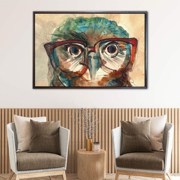 wise owl floating frame canvas