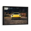 yellow porshe 911 framed canvas black frame