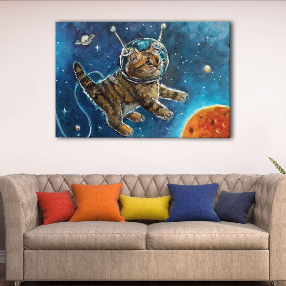 1 panels astronaut cat canvas art