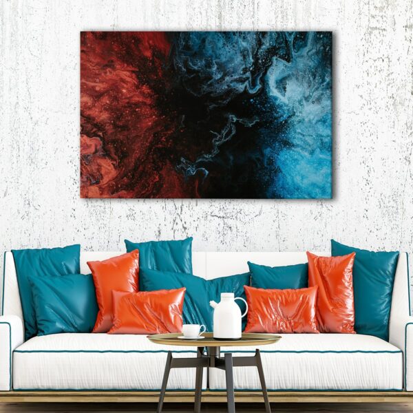 1 panels blue and red marble canvas art