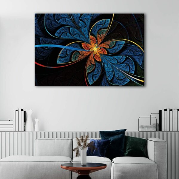 1 panels blue fractal canvas art