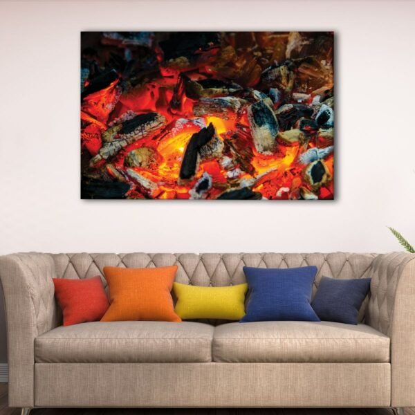 1 panels burning charcoal canvas art