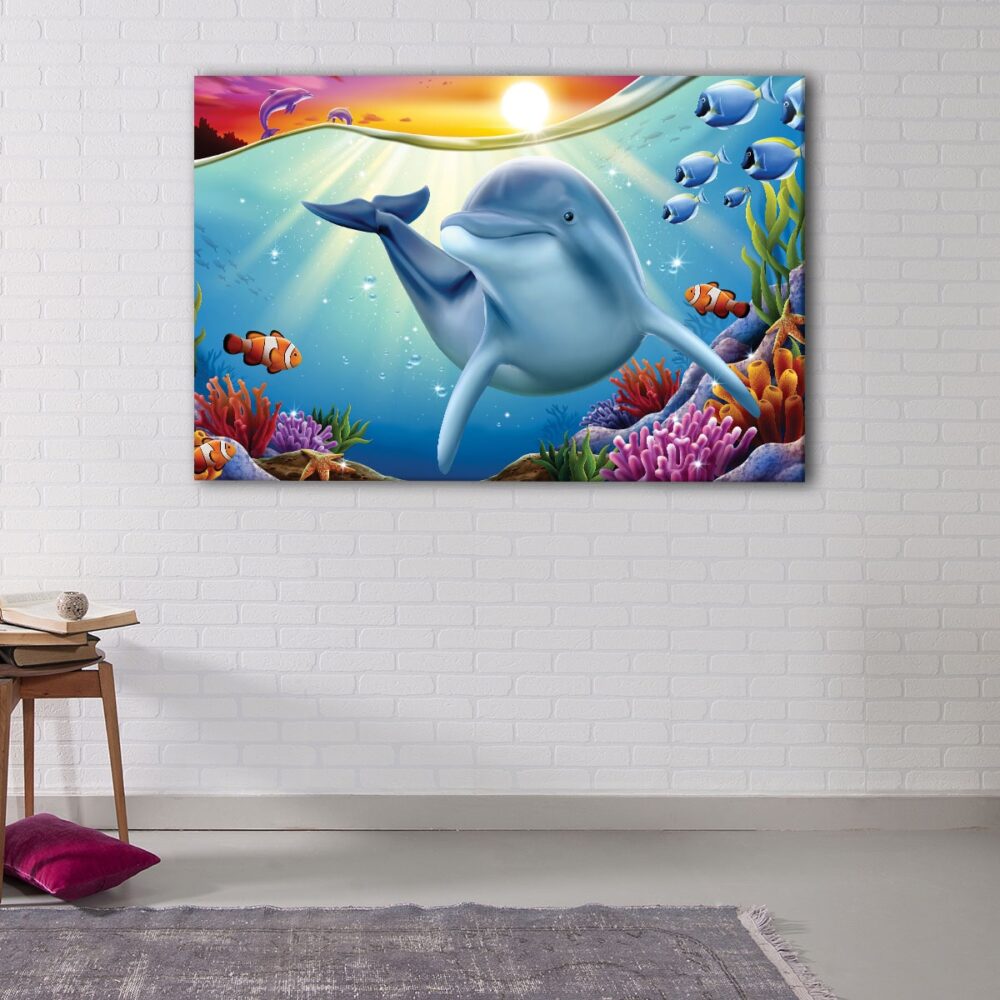 1 panels cartoon dolphin canvas art