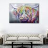 1 panels colorful highland cow canvas art