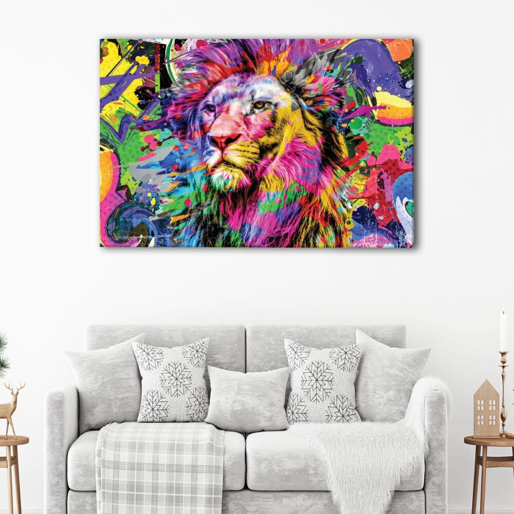 1 panels colorful lion canvas art