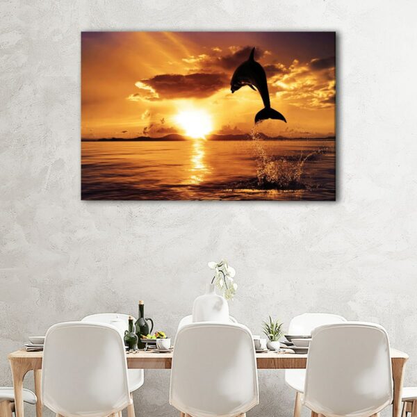 1 panels dolphin sunset canvas art