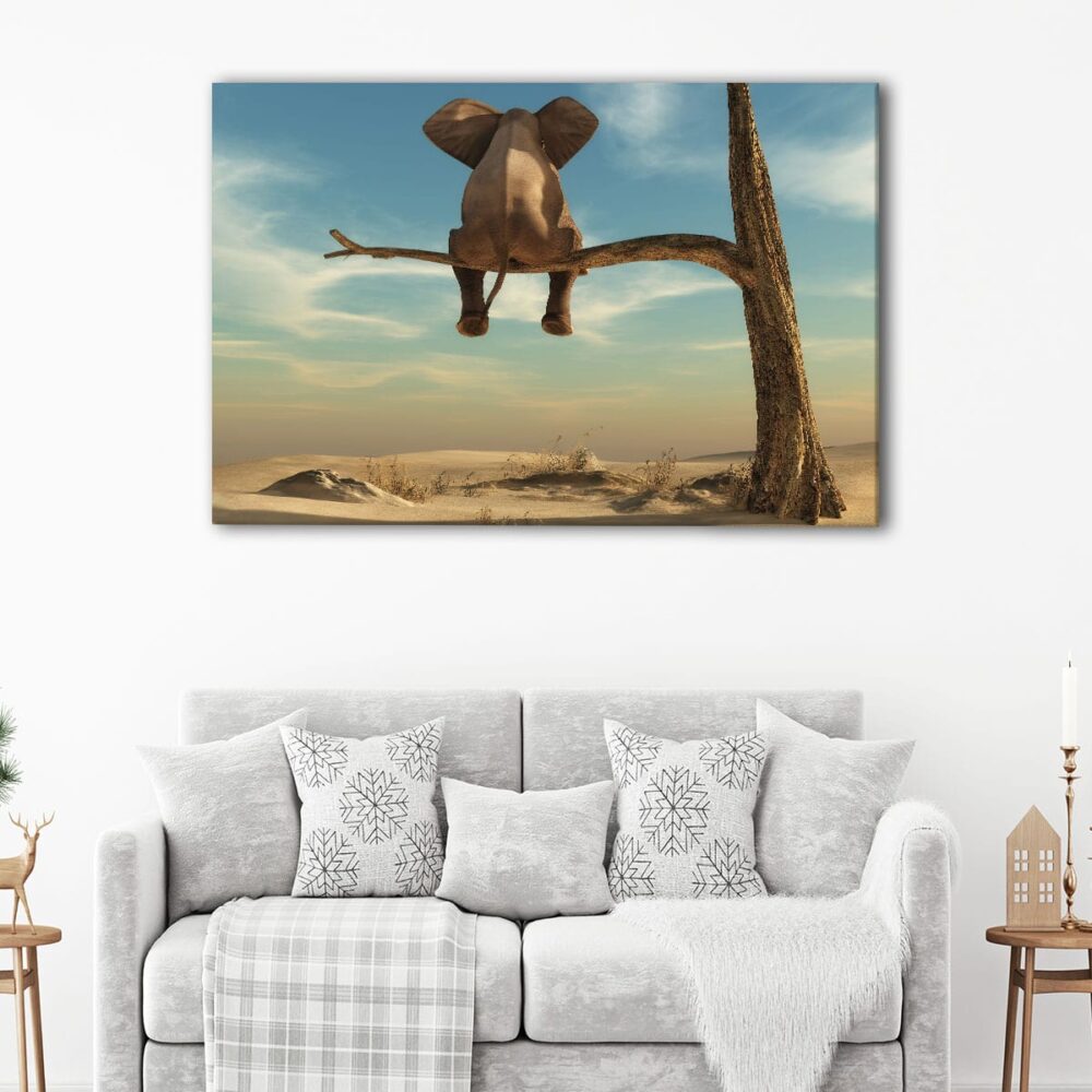 1 panels elephant on tree canvas art