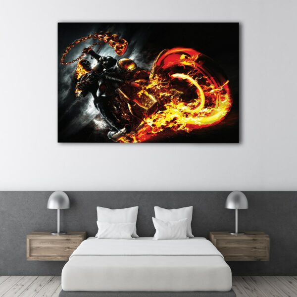 1 panels fire motorcycle canvas art