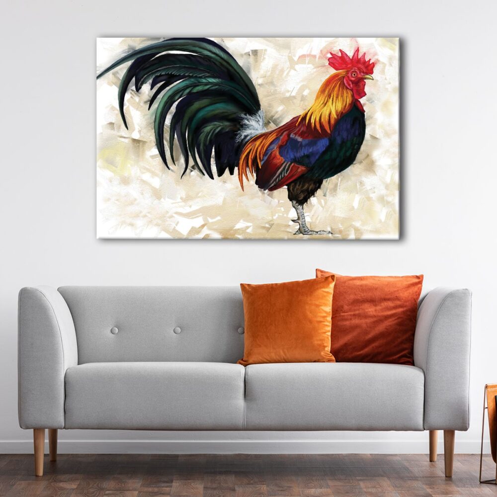 1 panels french rooster canvas art