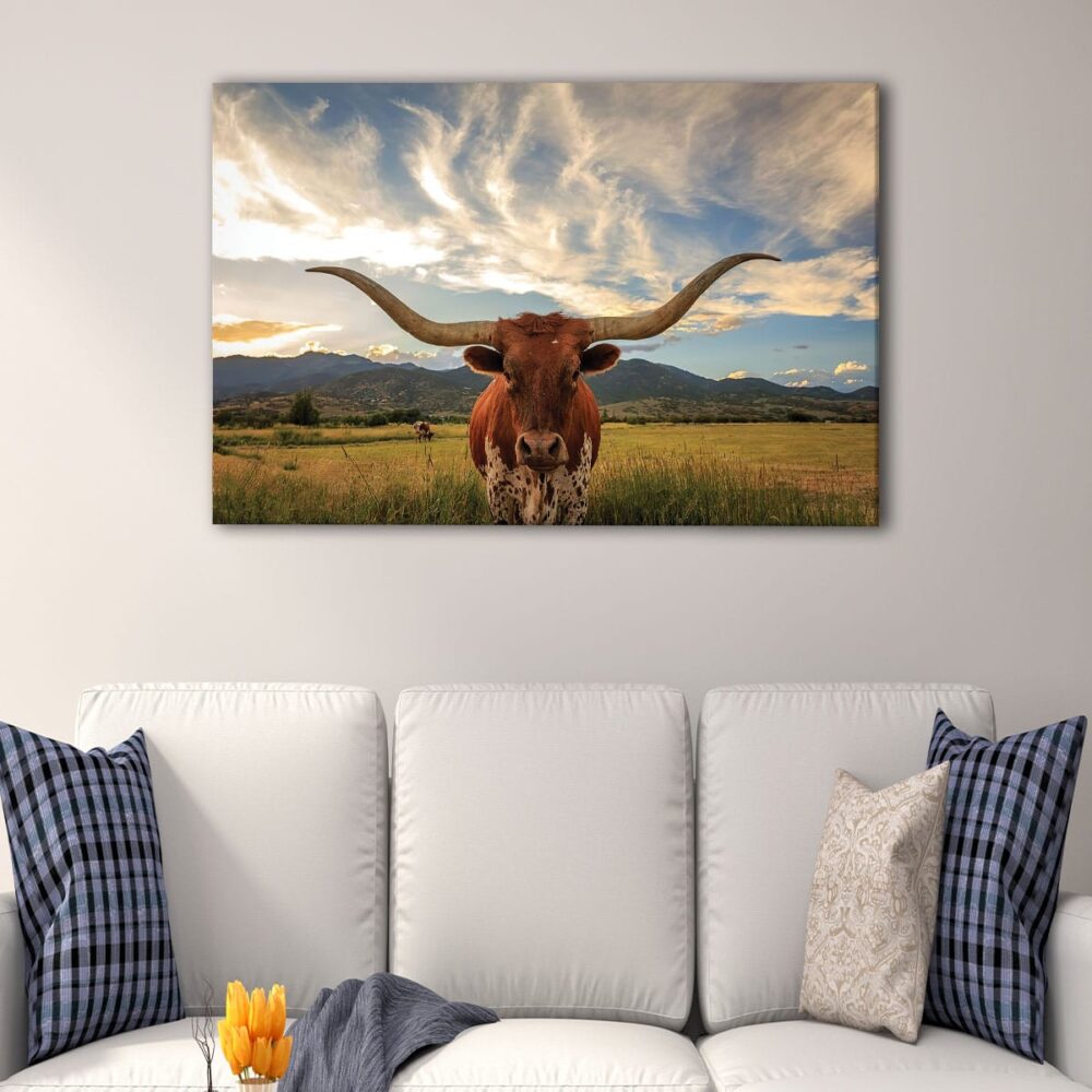 1 panels longhorn cow canvas art