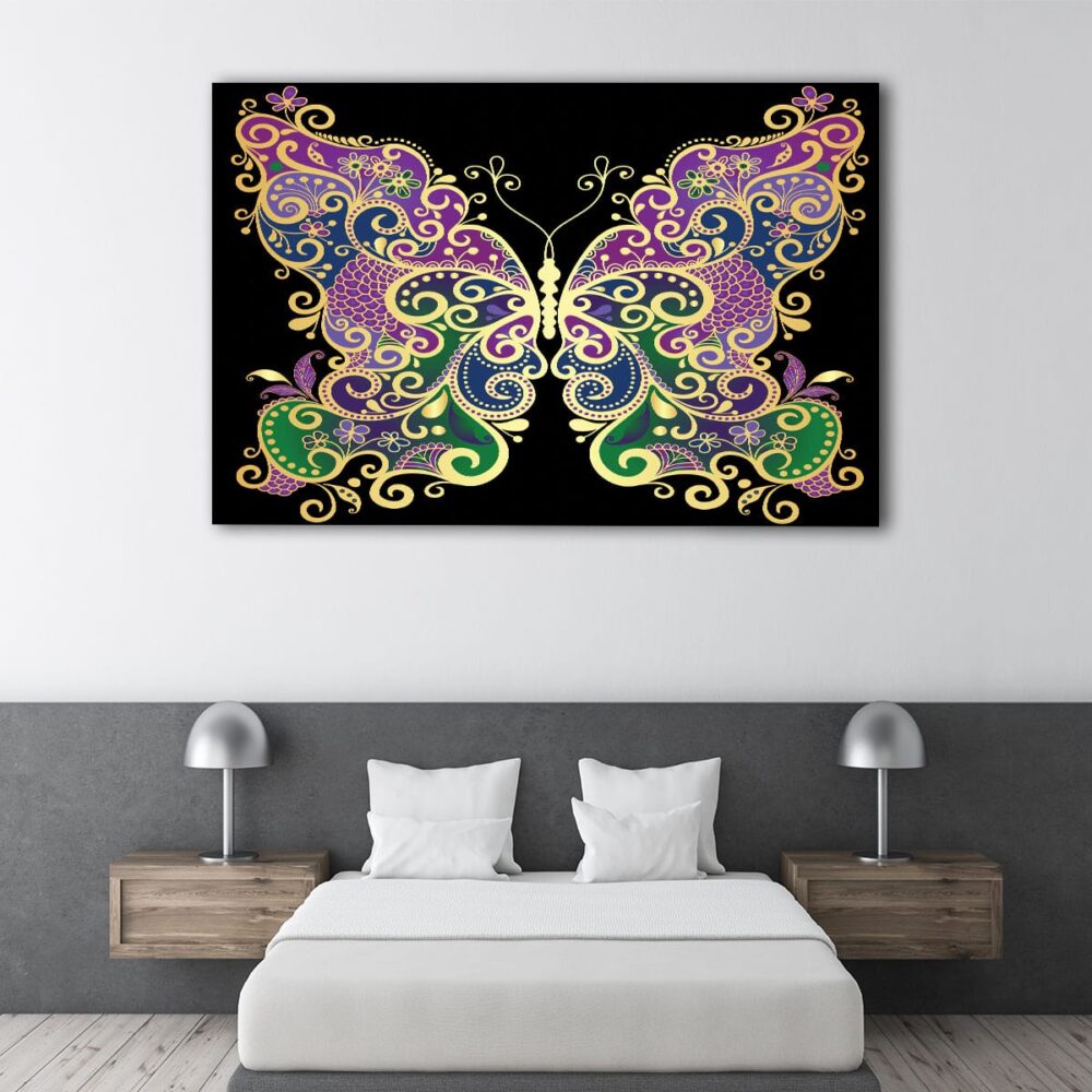 1 panels rainbow butterfuly canvas art